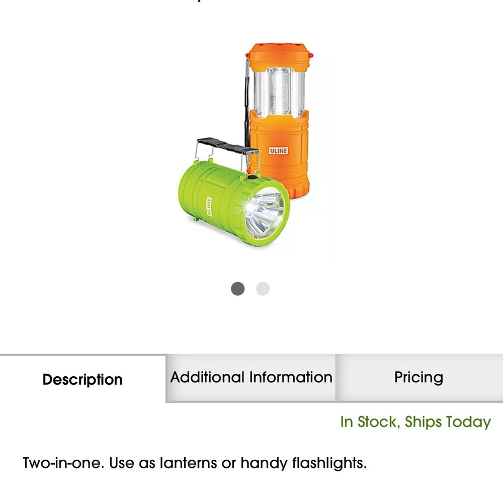 Uline Orange and Green Lantern Flashlight